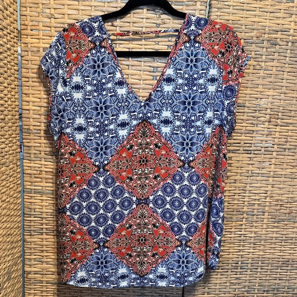 DR2 Multicolor Patchwork V-Neck Blouses 2 for $20 - Picture 5 of 5